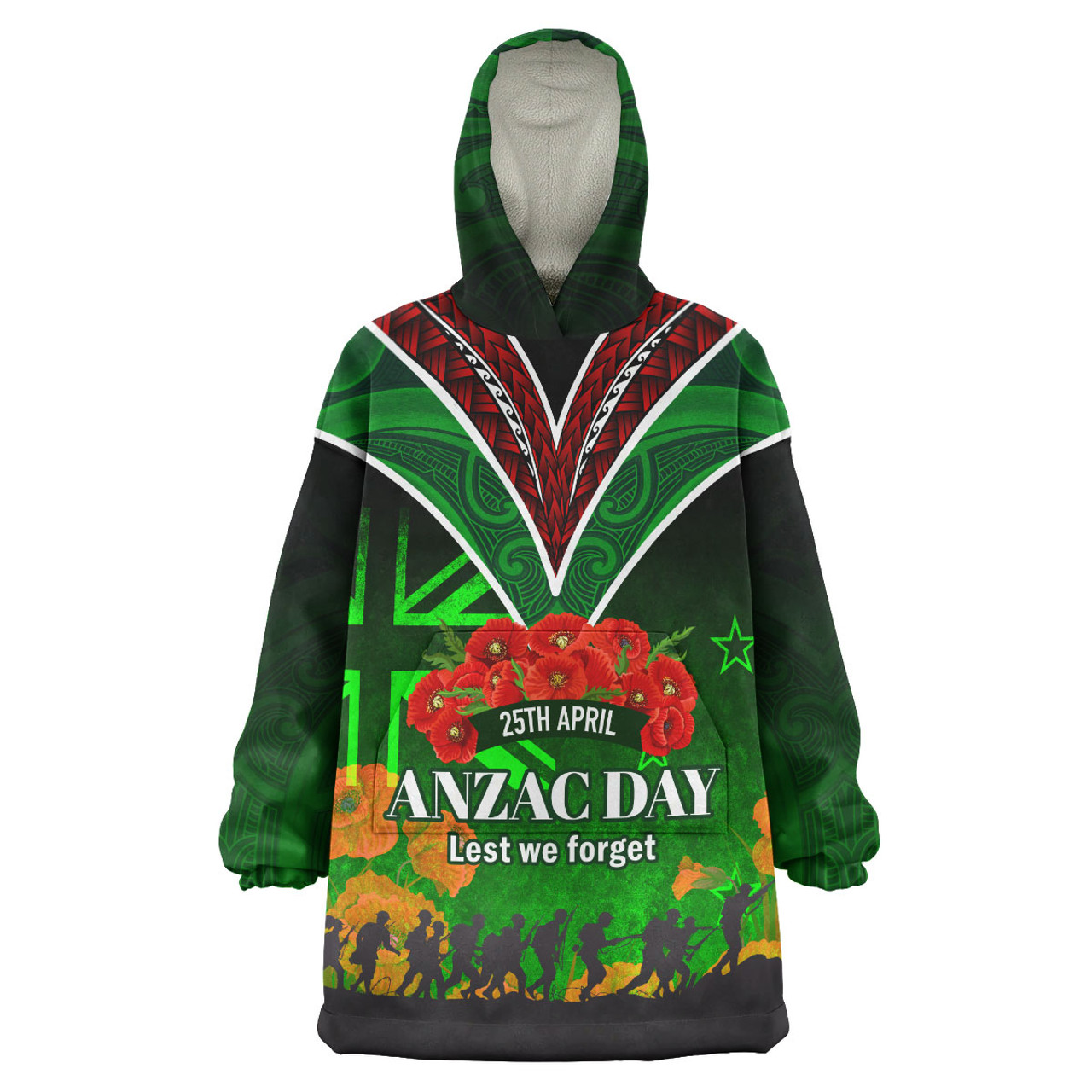 New Zealand Snug Hoodie - Anzac Day NZ Flag Traditional Maori Patterns