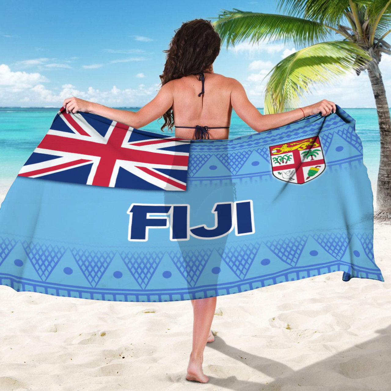 Fiji Flag Color With Traditional Patterns Sarong