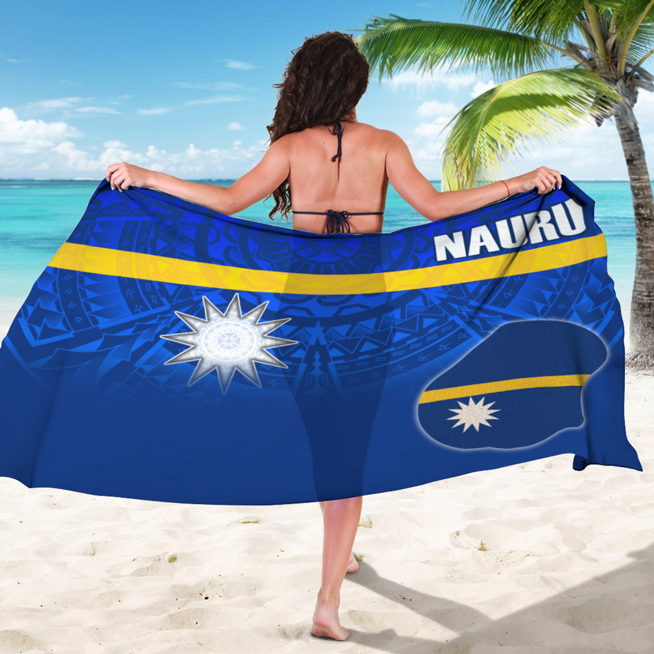 Nauru Flag Color With Traditional Patterns Sarong