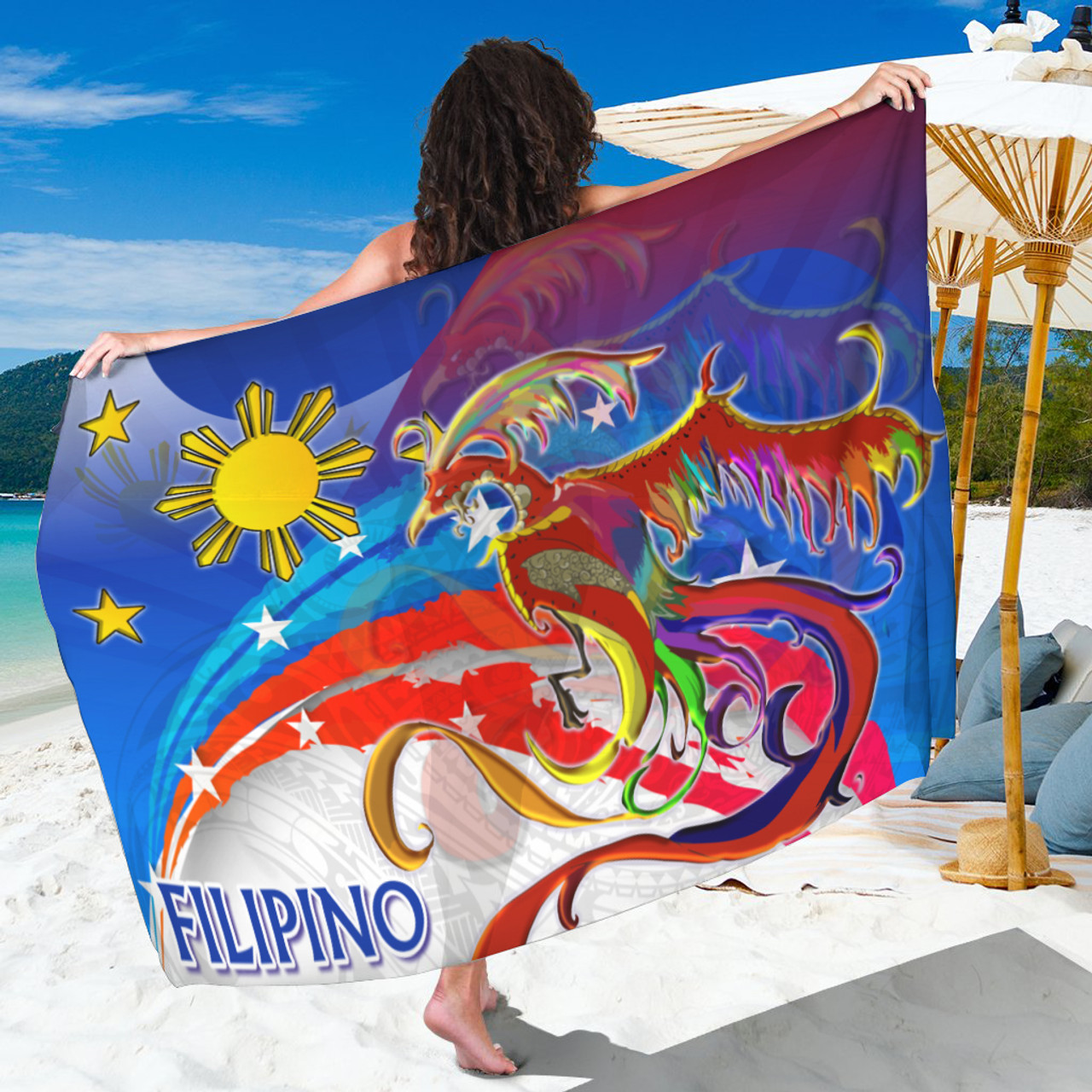 Philippines Filipino Sarimanok Maranao With Filipino Flag Design Sarong