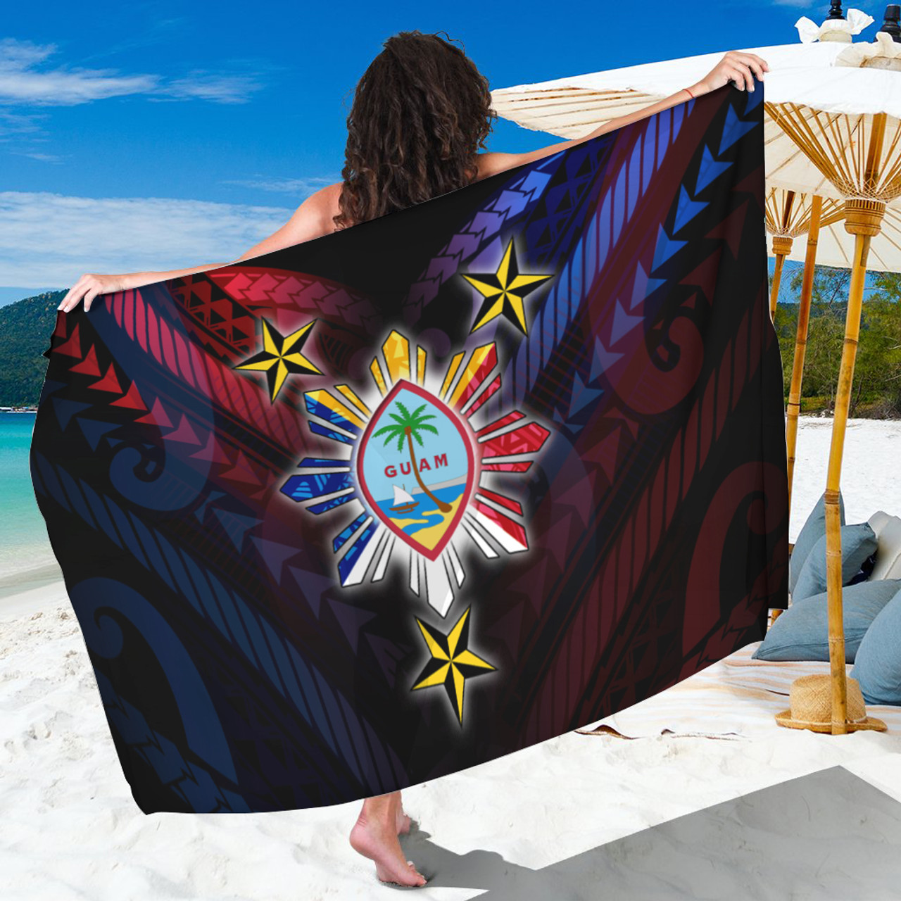 Philippines Filipinos Guam Seal With Philippines Sun And Stars Sarong