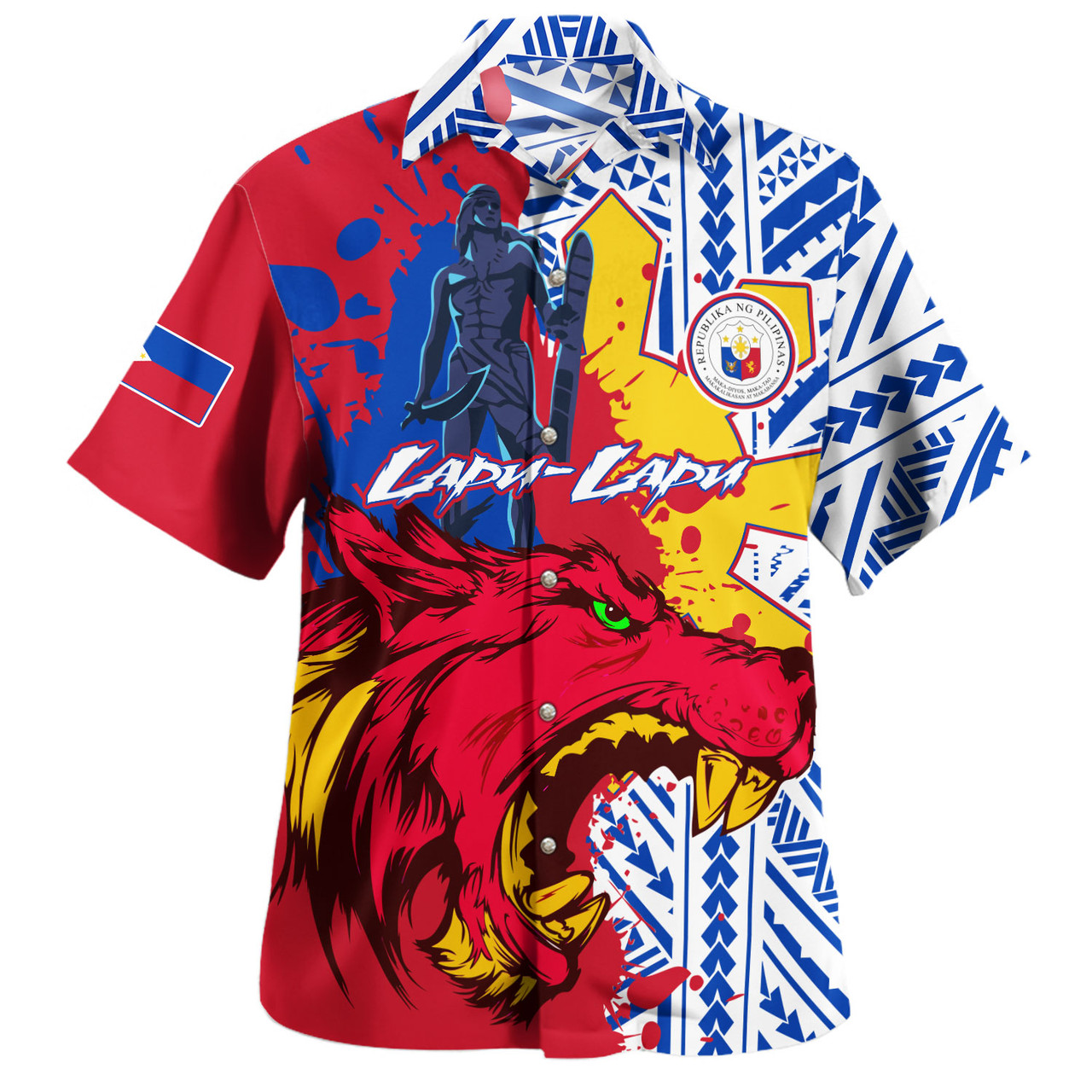 Philippines Filipinos Hawaiian Shirt Custom Lapu-Lapu And The Wolf Tribal Polynesian Style