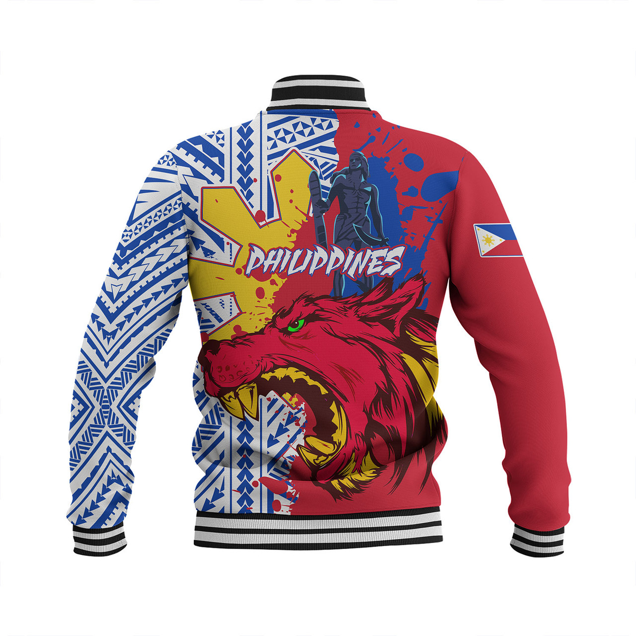 Philippines Filipinos Baseball Jacket Custom Lapu-Lapu And The Wolf Tribal Polynesian Style