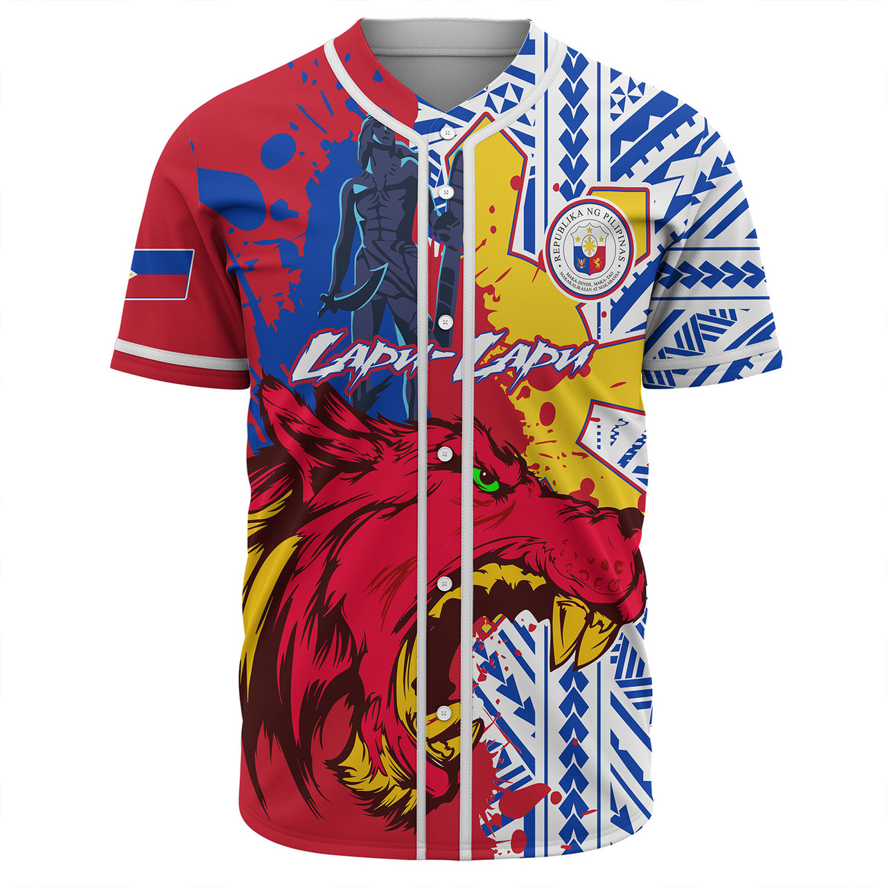 Philippines Filipinos Baseball Shirt Custom Lapu-Lapu And The Wolf Tribal Polynesian Style