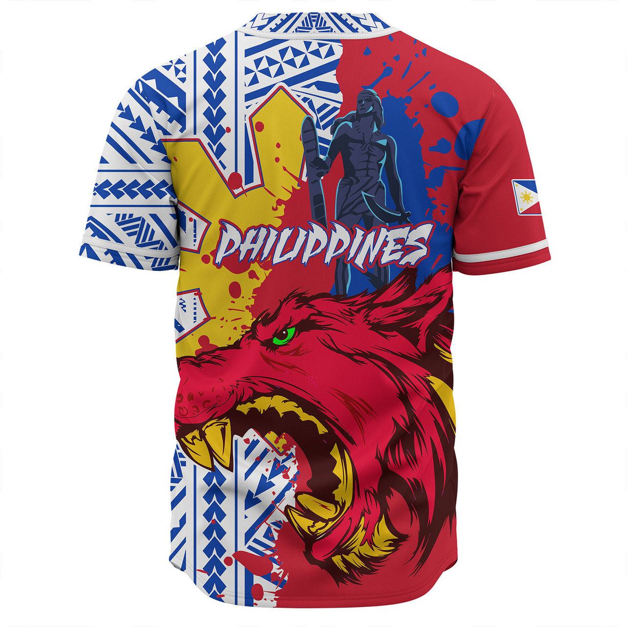 Philippines Filipinos Baseball Shirt Custom Lapu-Lapu And The Wolf Tribal Polynesian Style