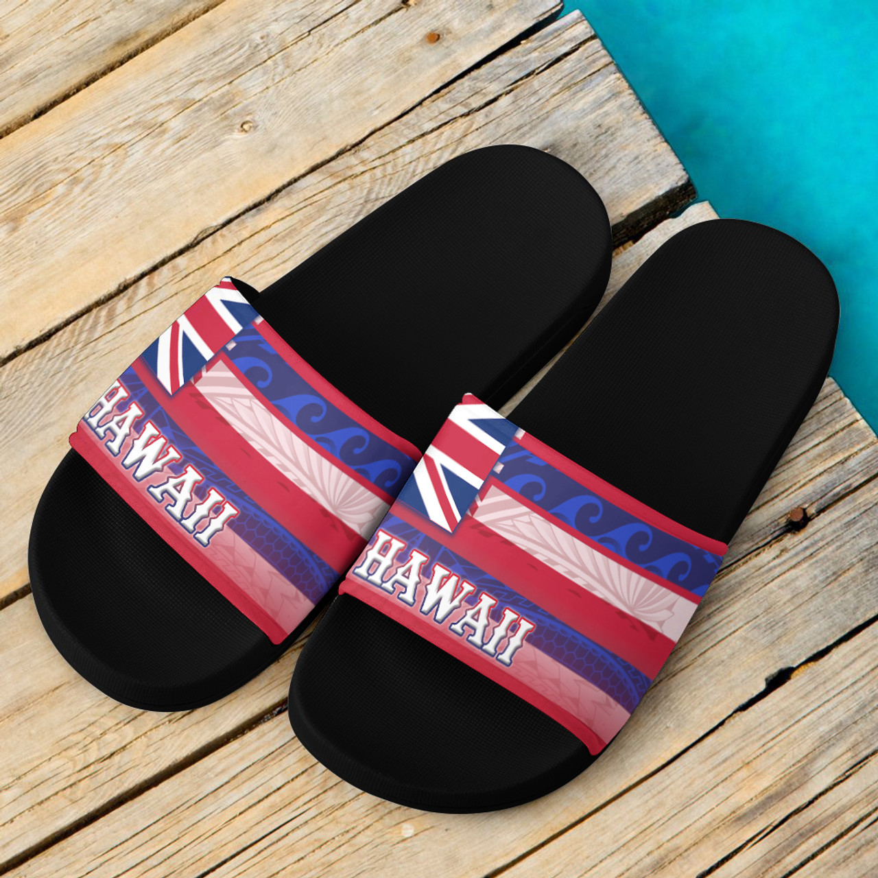 Hawaii Flag Color With Traditional Patterns Slide Sandals