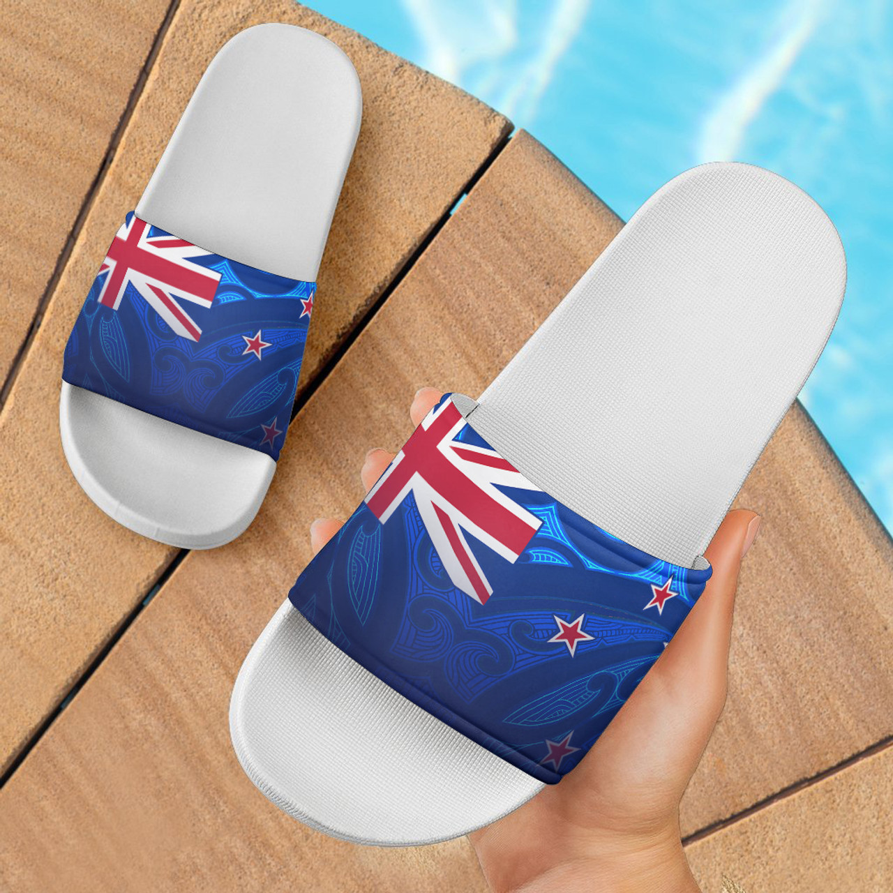 New Zealand Slide Sandals - NZ Flag Maori Patterns
