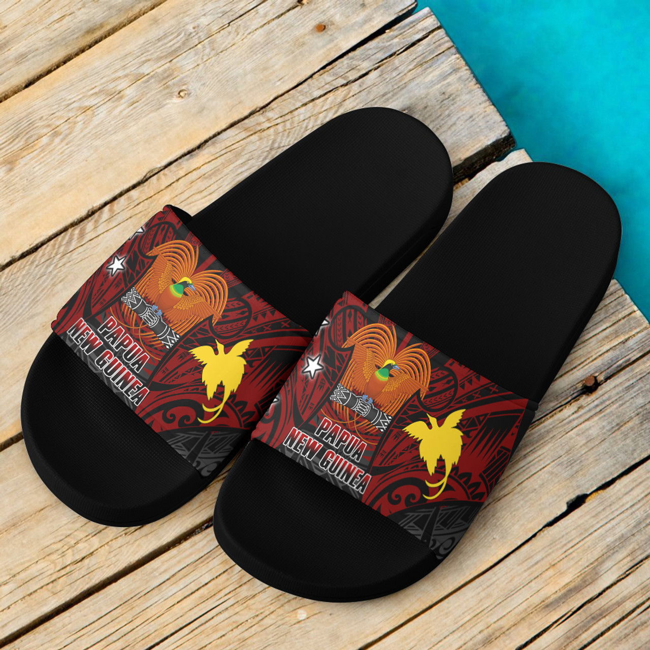 Papua New Guinea Map Patterns Flag Color Style Slide Sandals