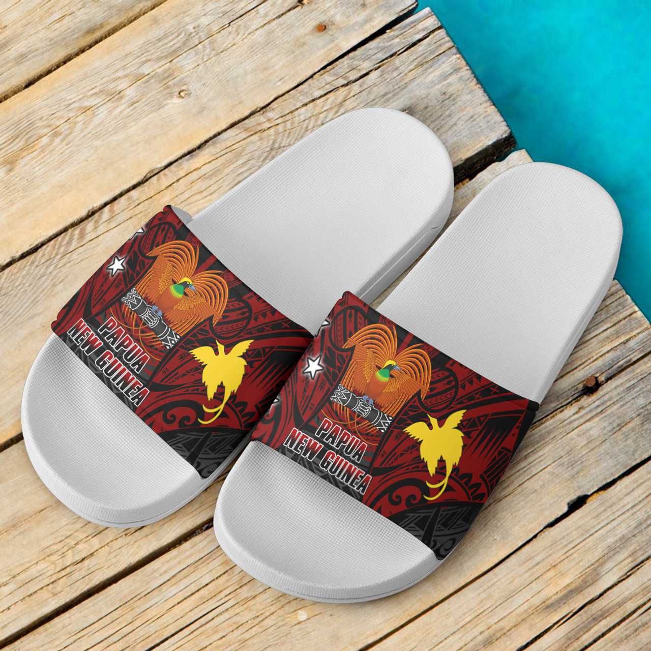 Papua New Guinea Map Patterns Flag Color Style Slide Sandals