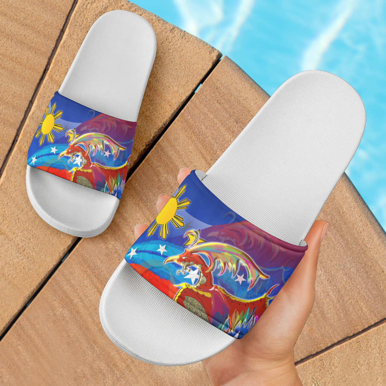 Philippines Filipino Sarimanok Maranao With Filipino Flag Design Slide Sandals