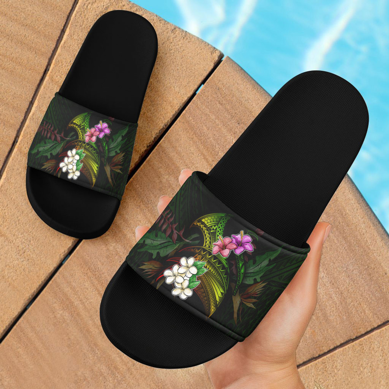 Polynesian Patterns Tropical Color Style Slide Sandals