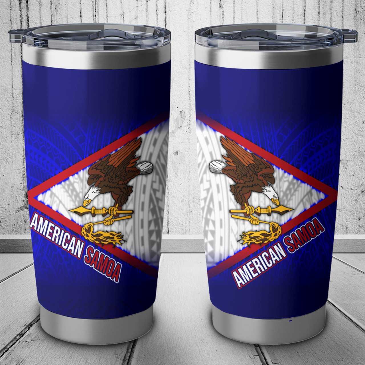 American Samoa Flag Color With Traditional Patterns Tumbler
