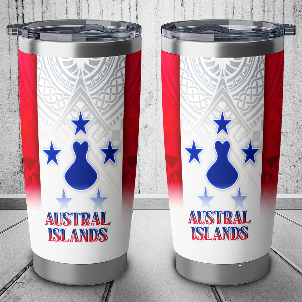 Austral Islands Flag Color With Traditional Patterns Tumbler