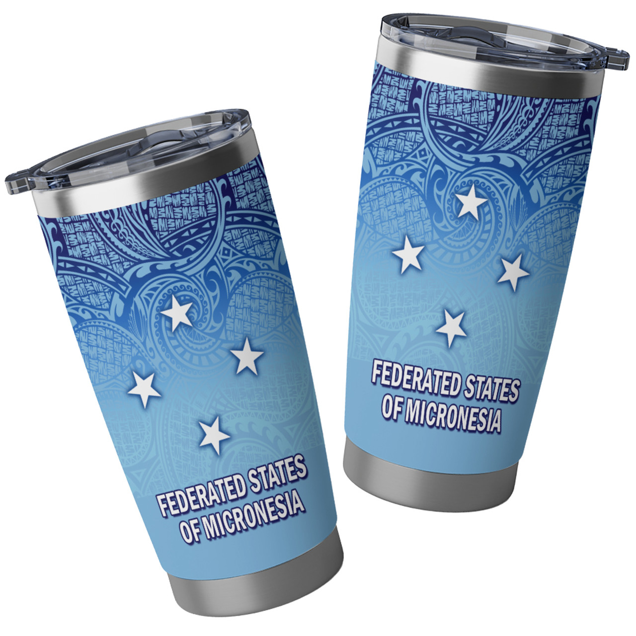 Federated States Of Micronesia Flag Color With Traditional Patterns Tumbler