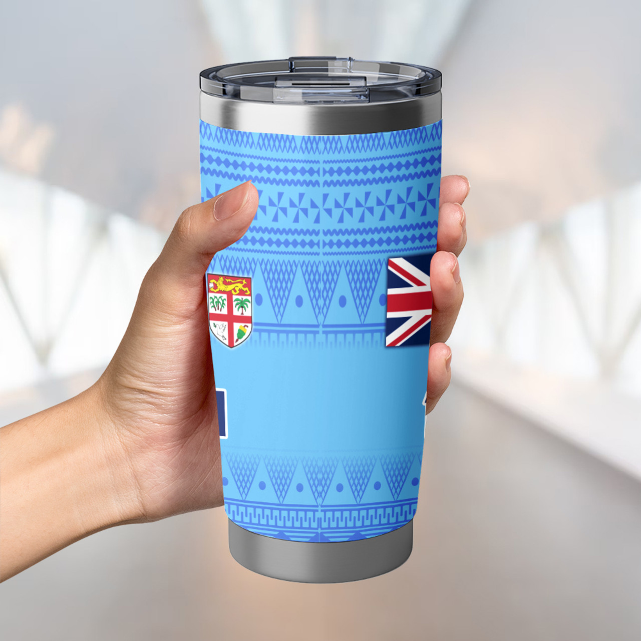 Fiji Flag Color With Traditional Patterns Tumbler