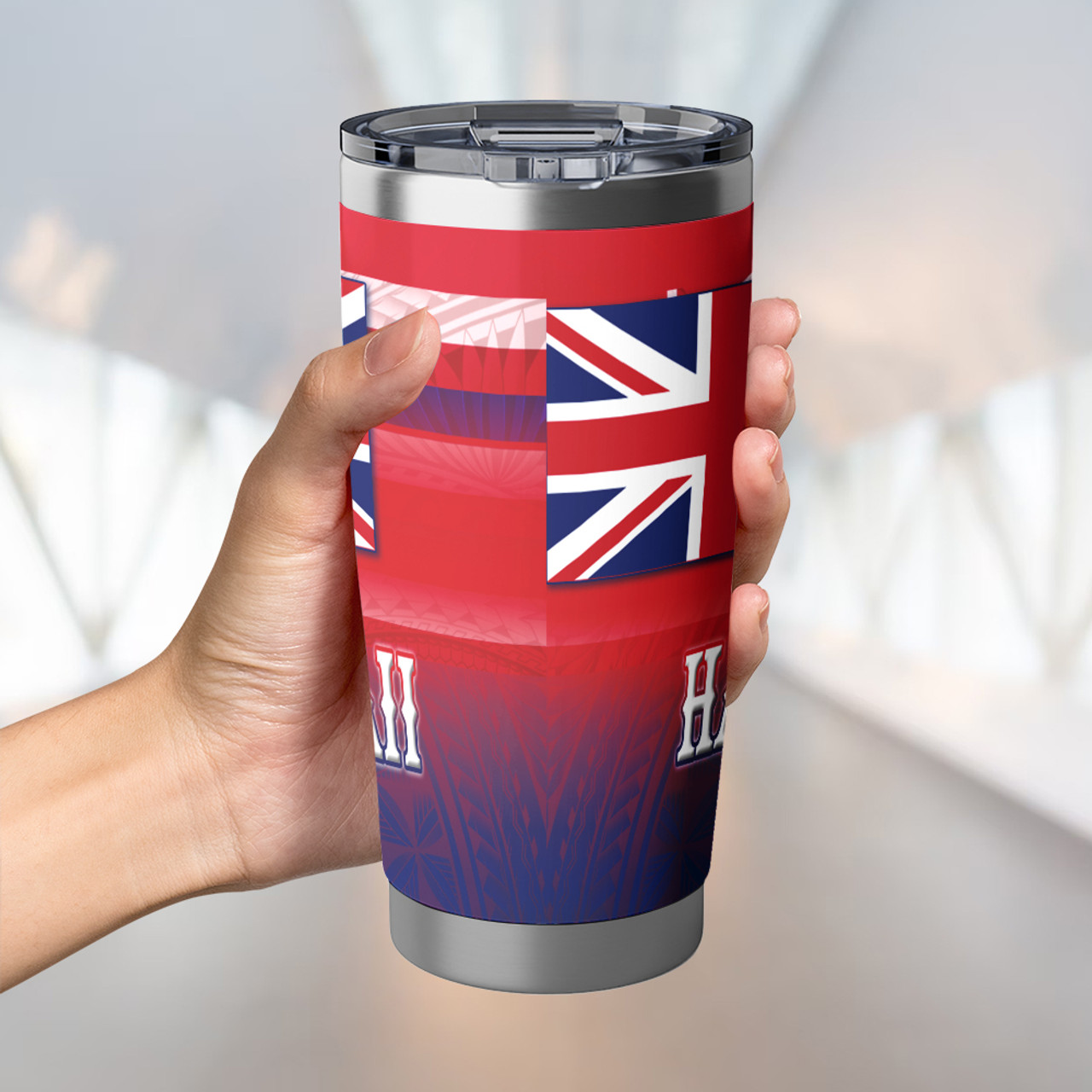 Hawaii Flag Color With Traditional Patterns Tumbler