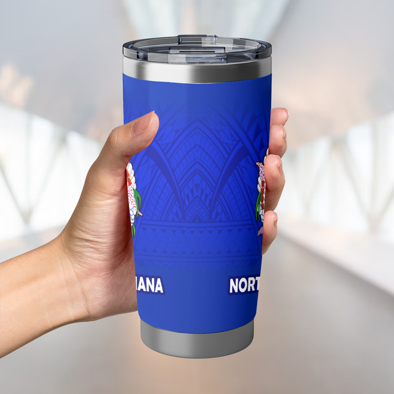 Northern Mariana Islands Flag Color With Traditional Patterns Tumbler