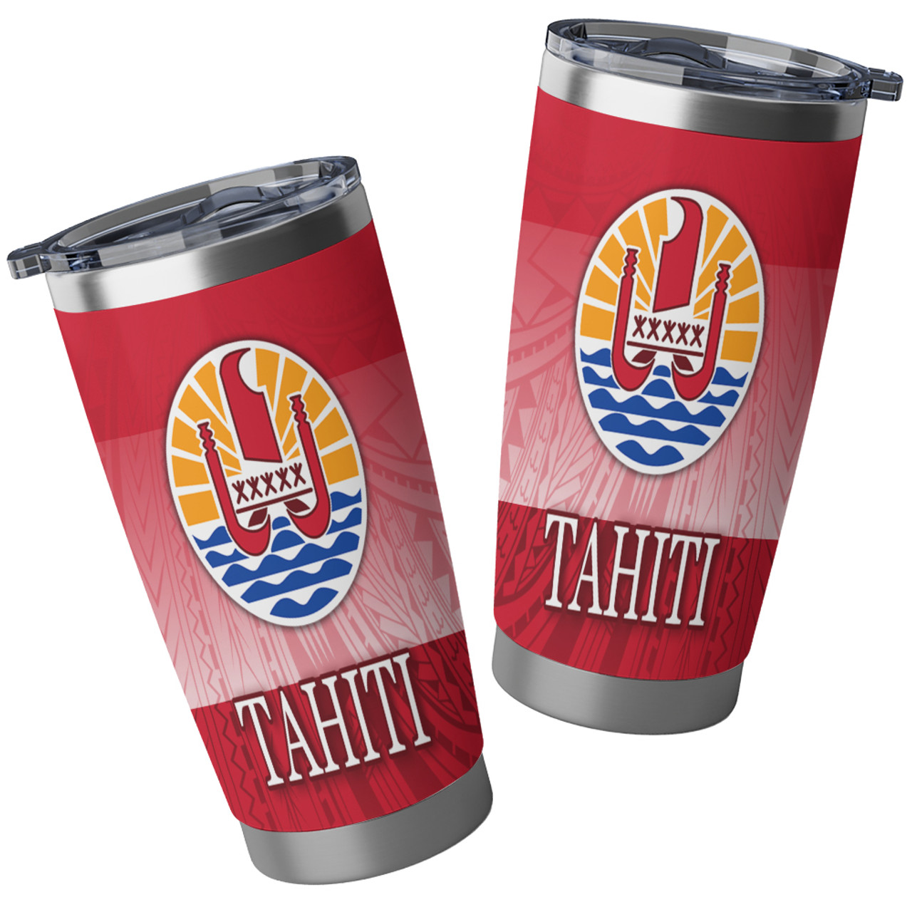 Tahiti Flag Color With Traditional Patterns Tumbler