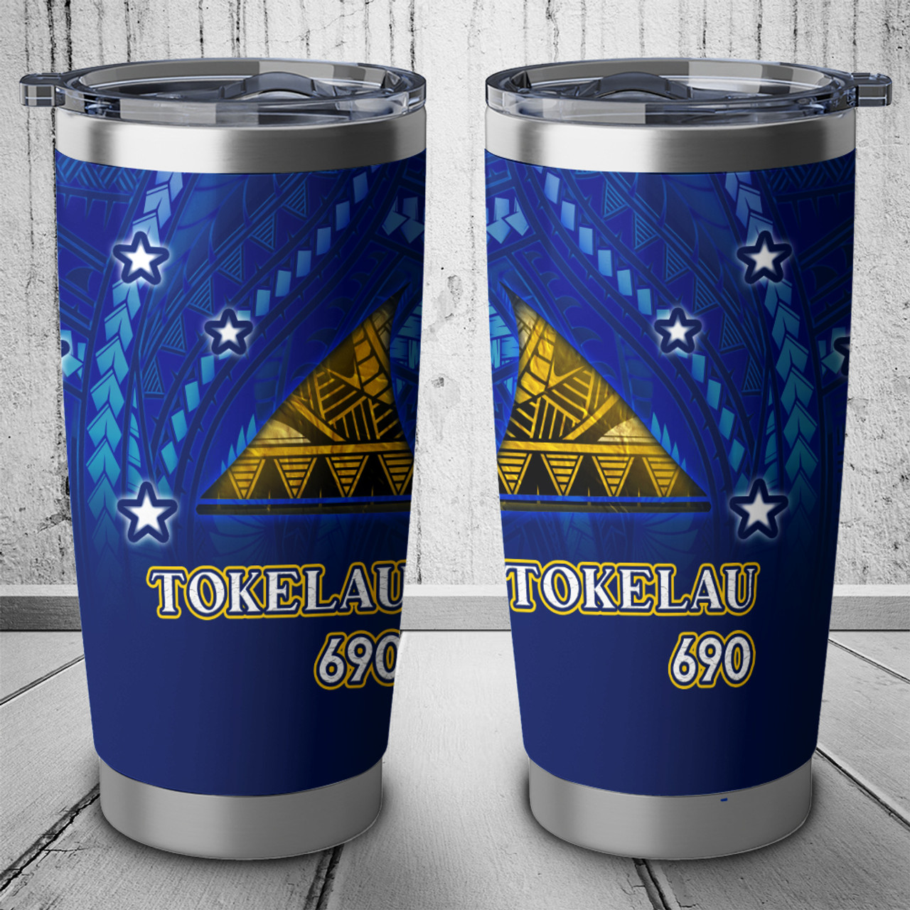 Tokelau Flag Color With Traditional Patterns Tumbler