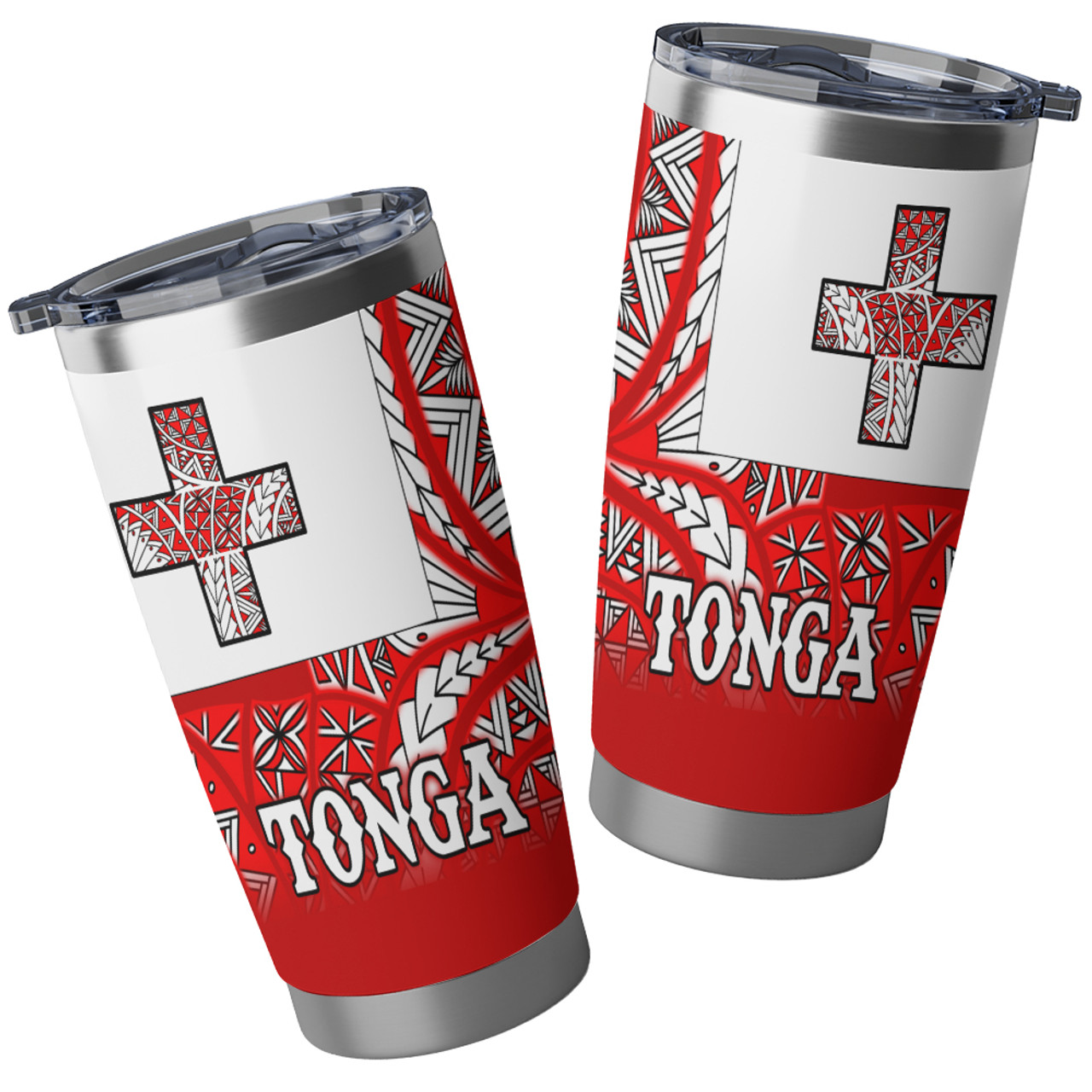 Tonga Flag Color With Traditional Patterns Tumbler