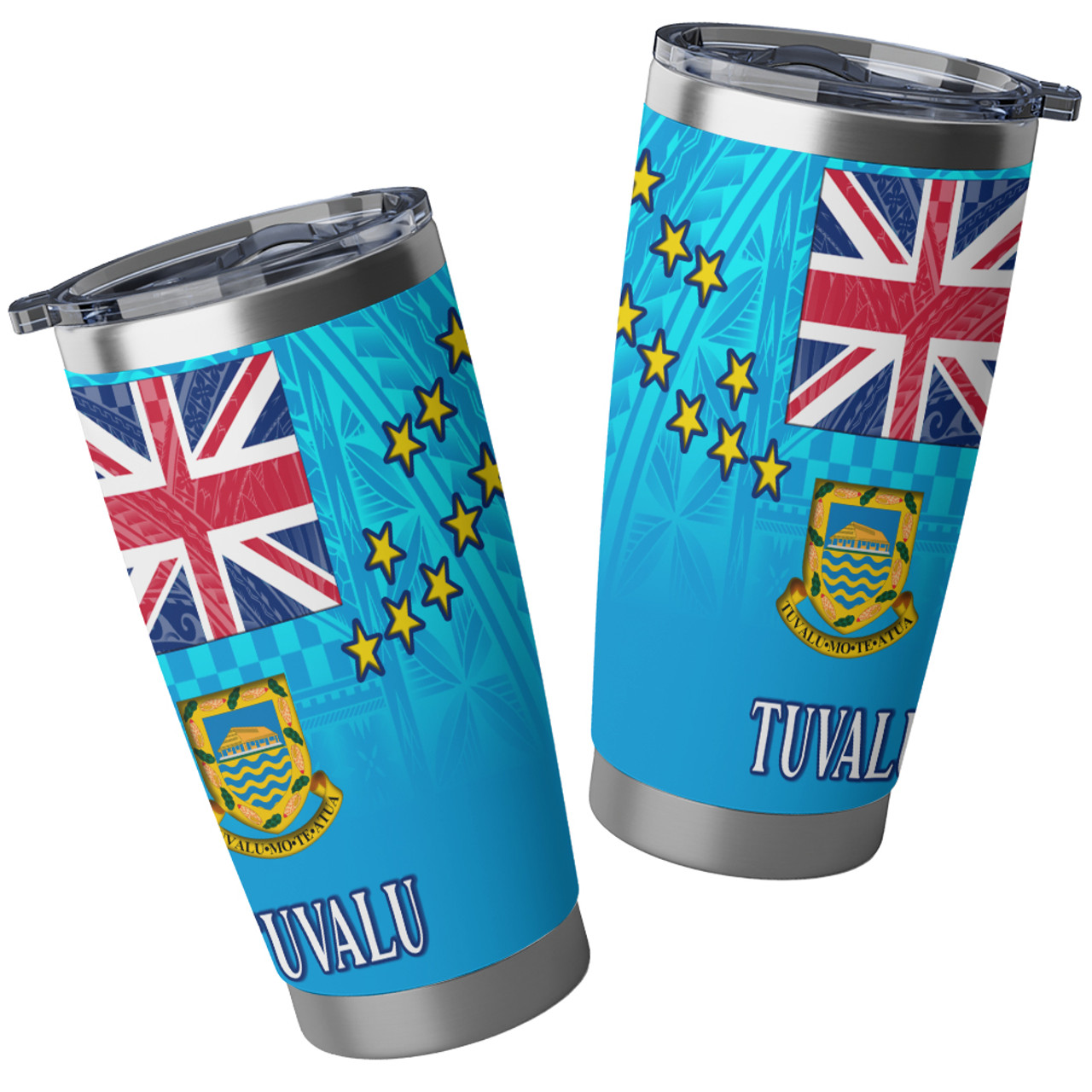 Tuvalu Flag Color With Traditional Patterns Tumbler