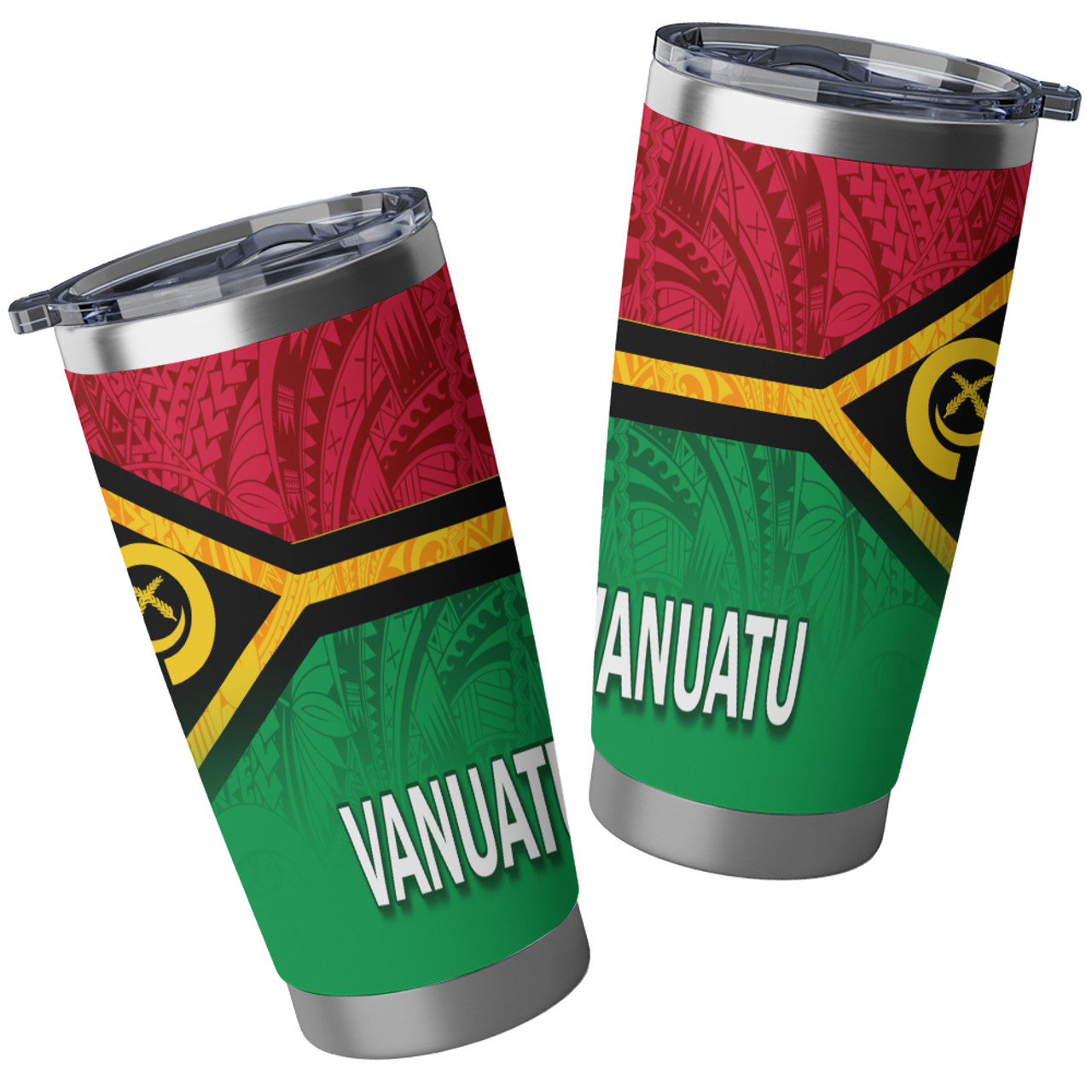 Vanuatu Flag Color With Traditional Patterns Tumbler