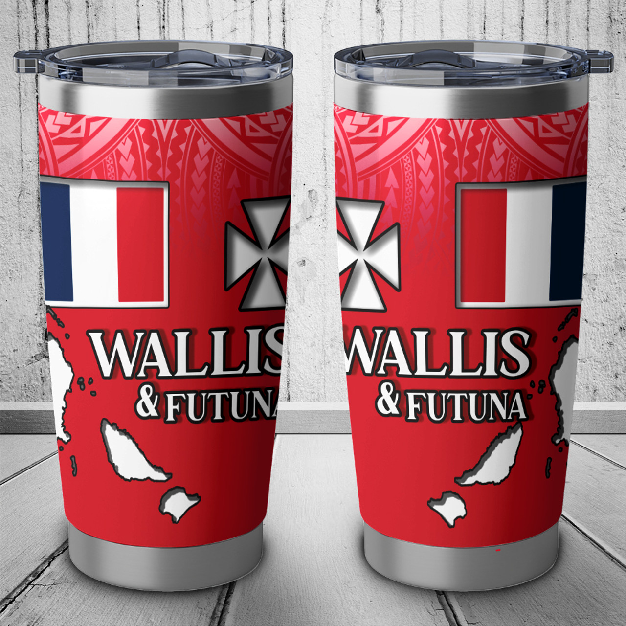 Wallis And Futuna Flag Color With Traditional Patterns Tumbler