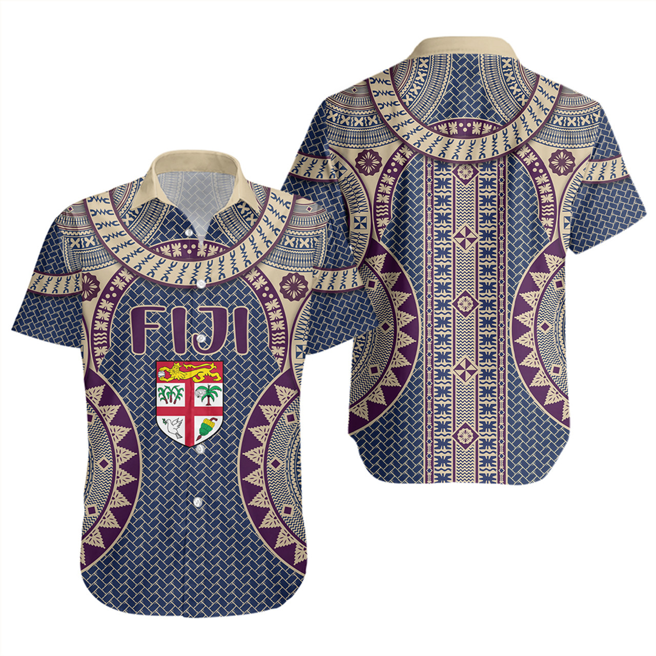 Fiji Short Sleeve Shirt Bula Pattern Circle