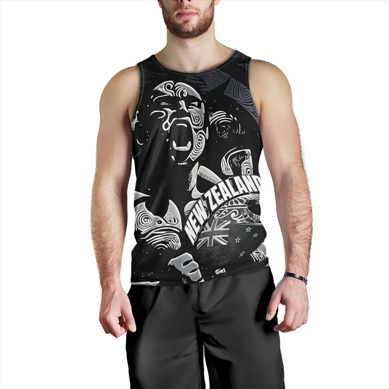 New Zealand Tank Top Maori Haka With Rugby Ball