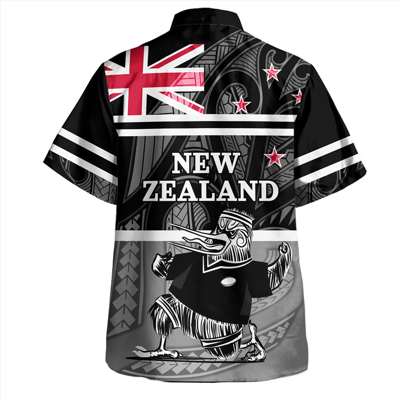 New Zealand Hawaiian Shirt Rugby Player Kiwi Bird With NZ Flag
