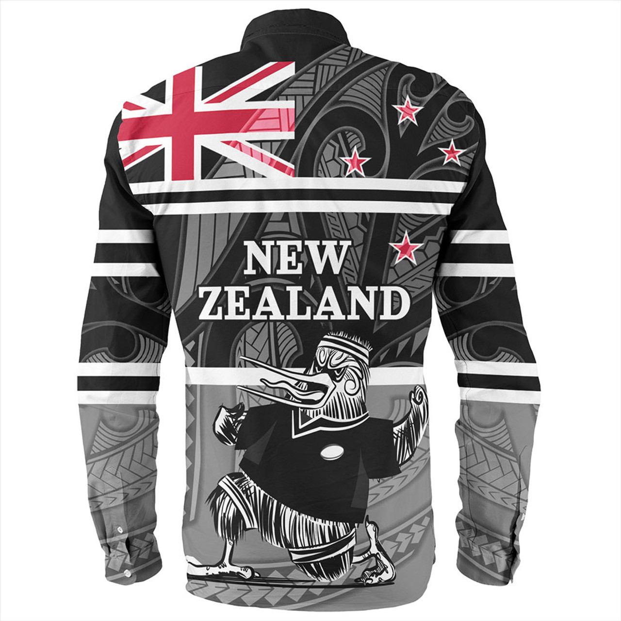New Zealand Long Sleeve Shirt Rugby Player Kiwi Bird With NZ Flag
