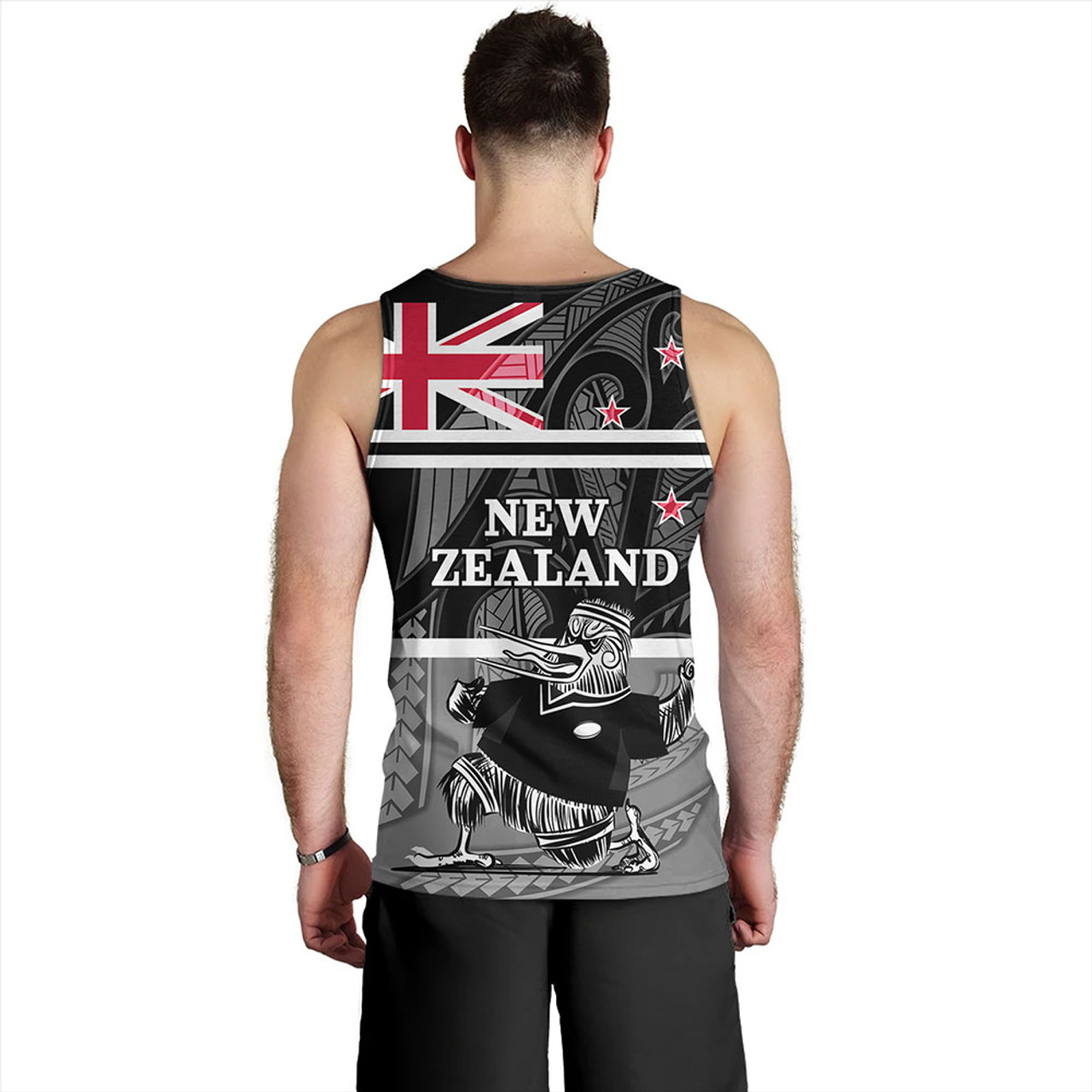 New Zealand Tank Top Rugby Player Kiwi Bird With NZ Flag