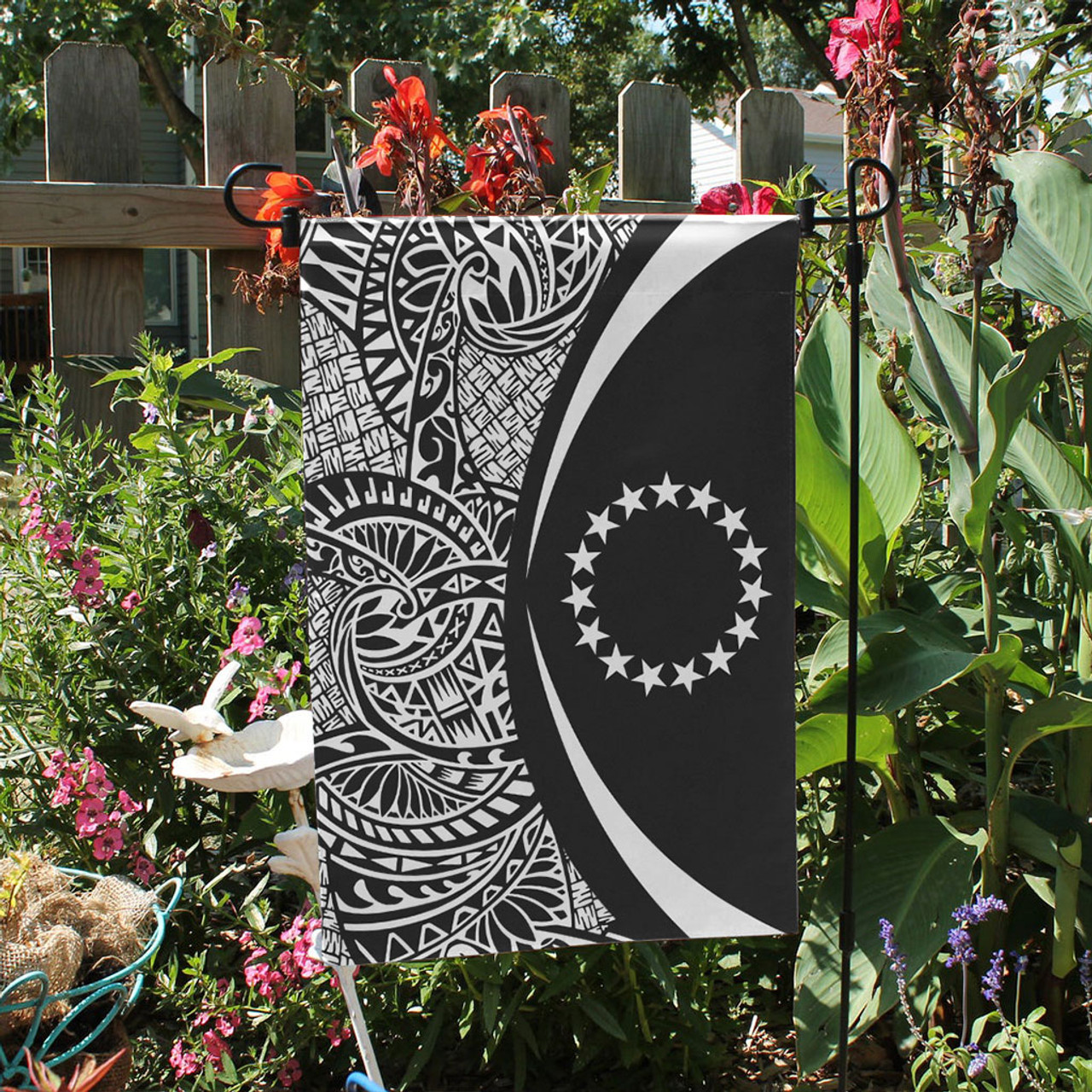 Cook Islands Garden Flag Lauhala Circle White