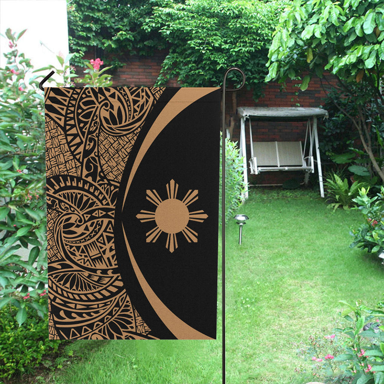 Philippines Filipinos Garden Flag Lauhala Circle Gold