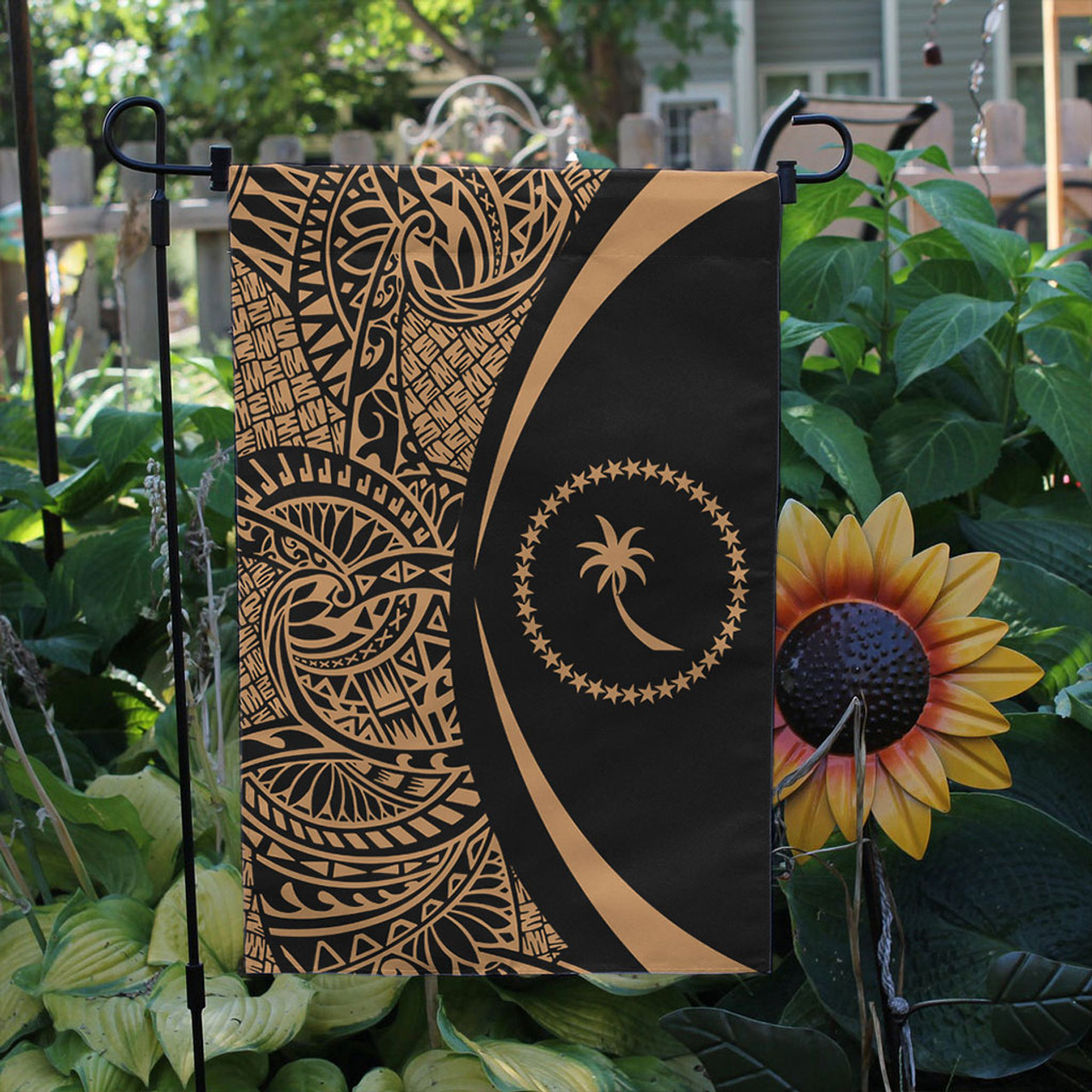 Chuuk State Garden Flag Lauhala Circle Gold