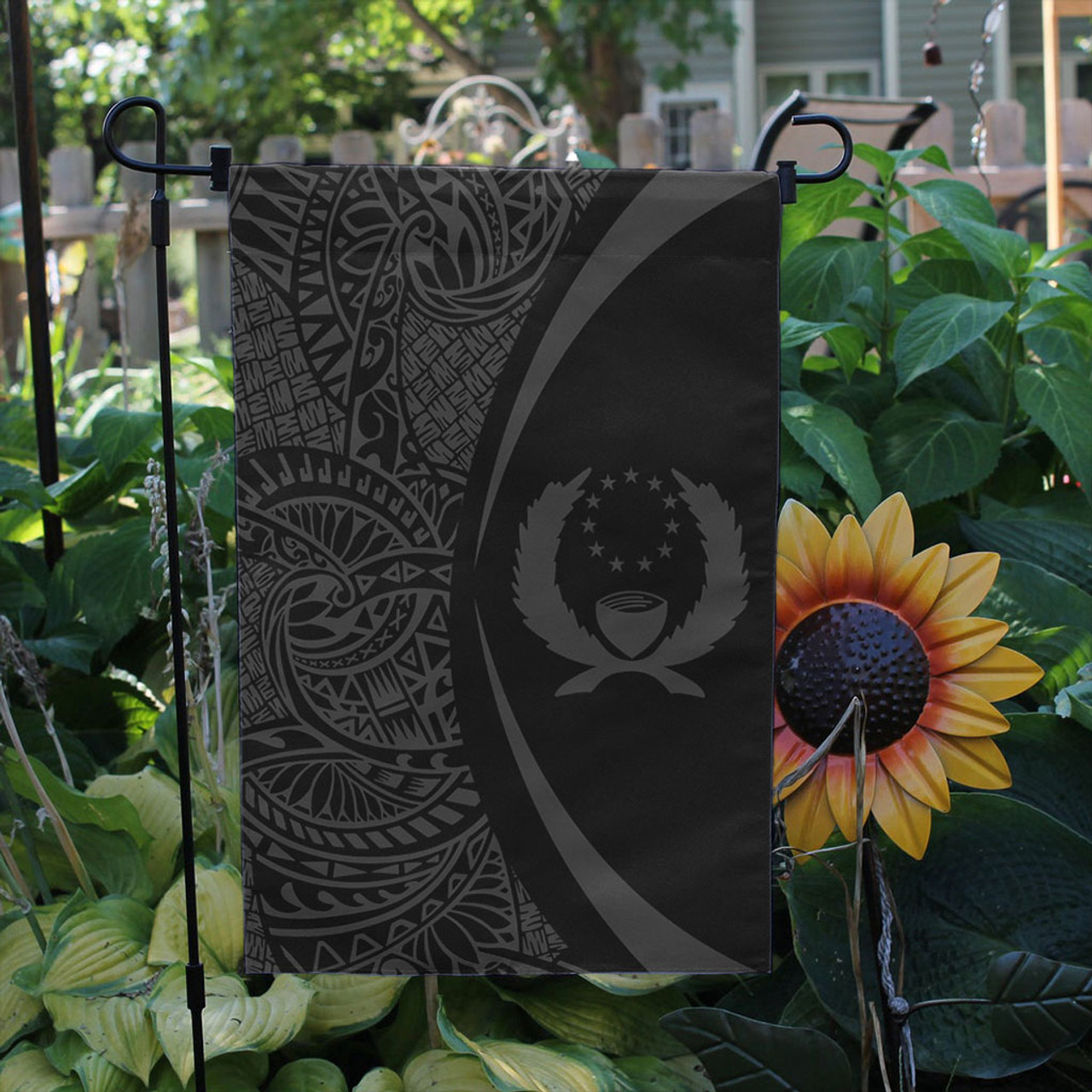 Pohnpei State Garden Flag Lauhala Circle Grey