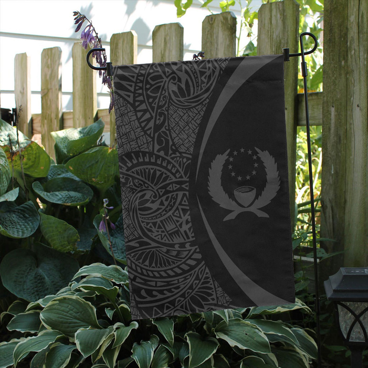 Pohnpei State Garden Flag Lauhala Circle Grey