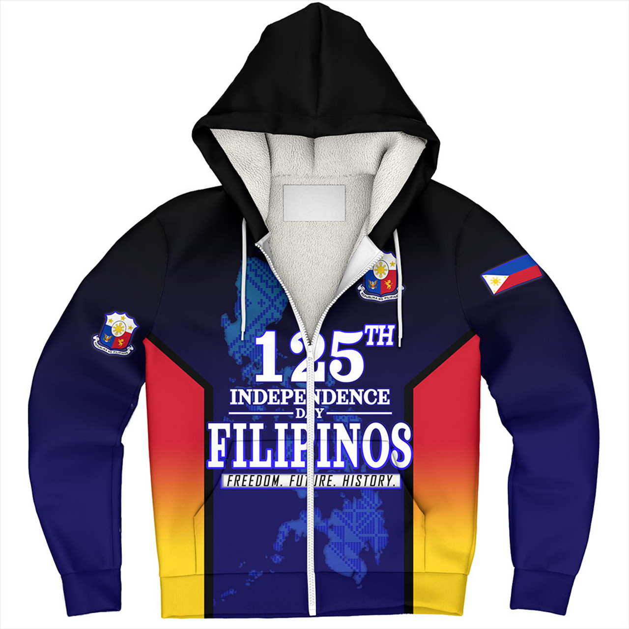 Philippines Filipinos Sherpa Hoodie Philippines Independence Day With Map