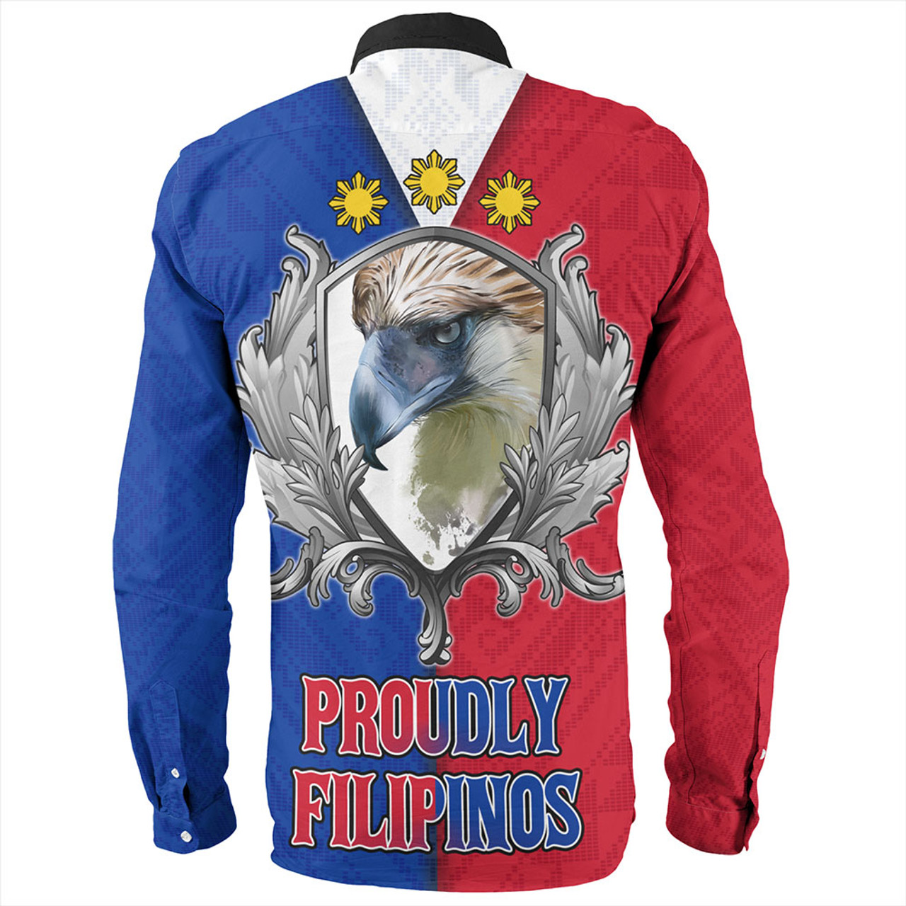 Philippines Filipinos Long Sleeve Shirt The Philippine Eagle With Traditional Patterns