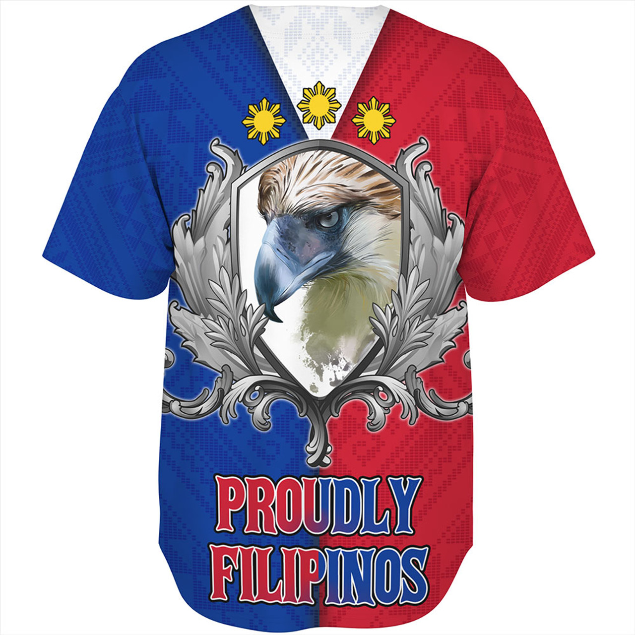 Philippines Filipinos Baseball Shirt The Philippine Eagle With Traditional Patterns