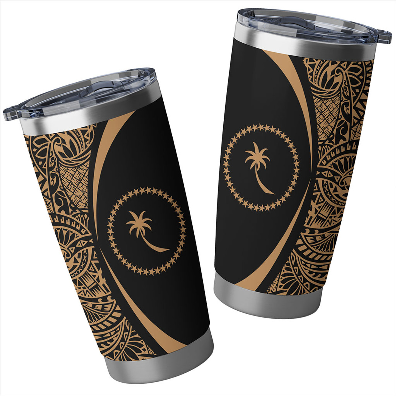 Chuuk State Tumbler Lauhala Circle Style Gold