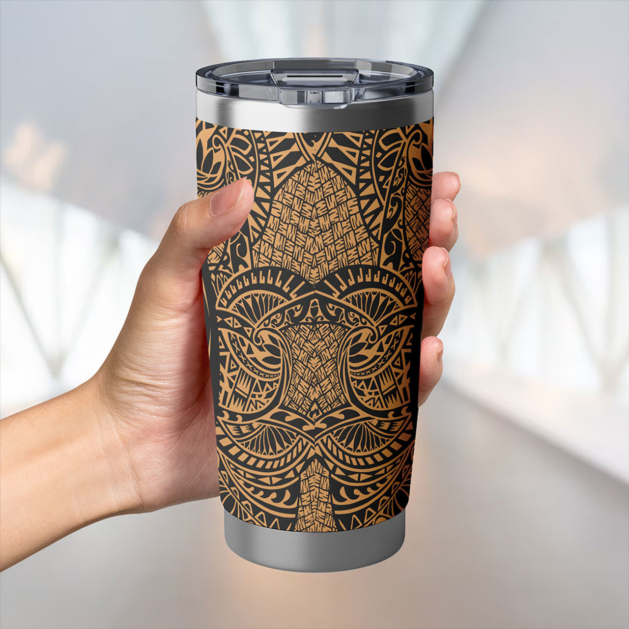 Kiribati Tumbler Lauhala Circle Style Gold