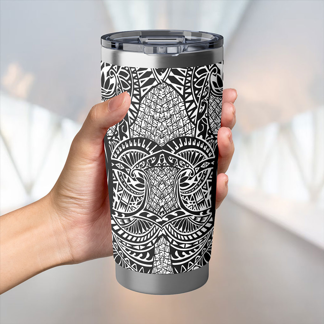 Nauru Tumbler Lauhala Circle Style White