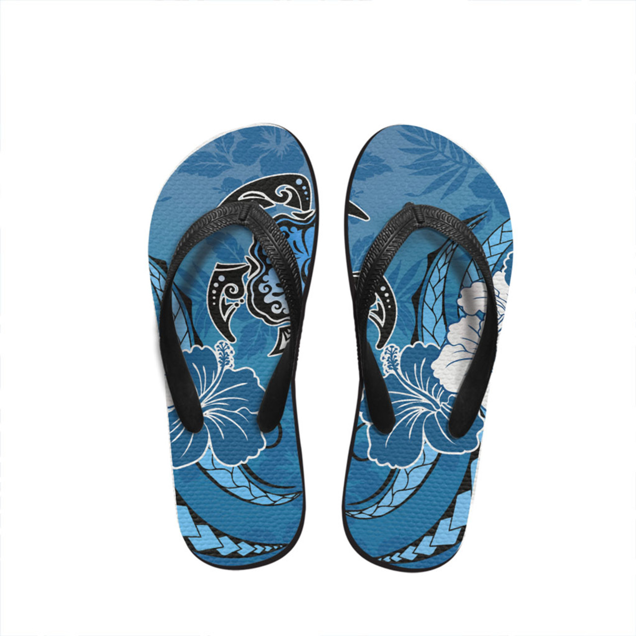 Hawaii Flip Flop Flower And Sea Turtle Polynesian