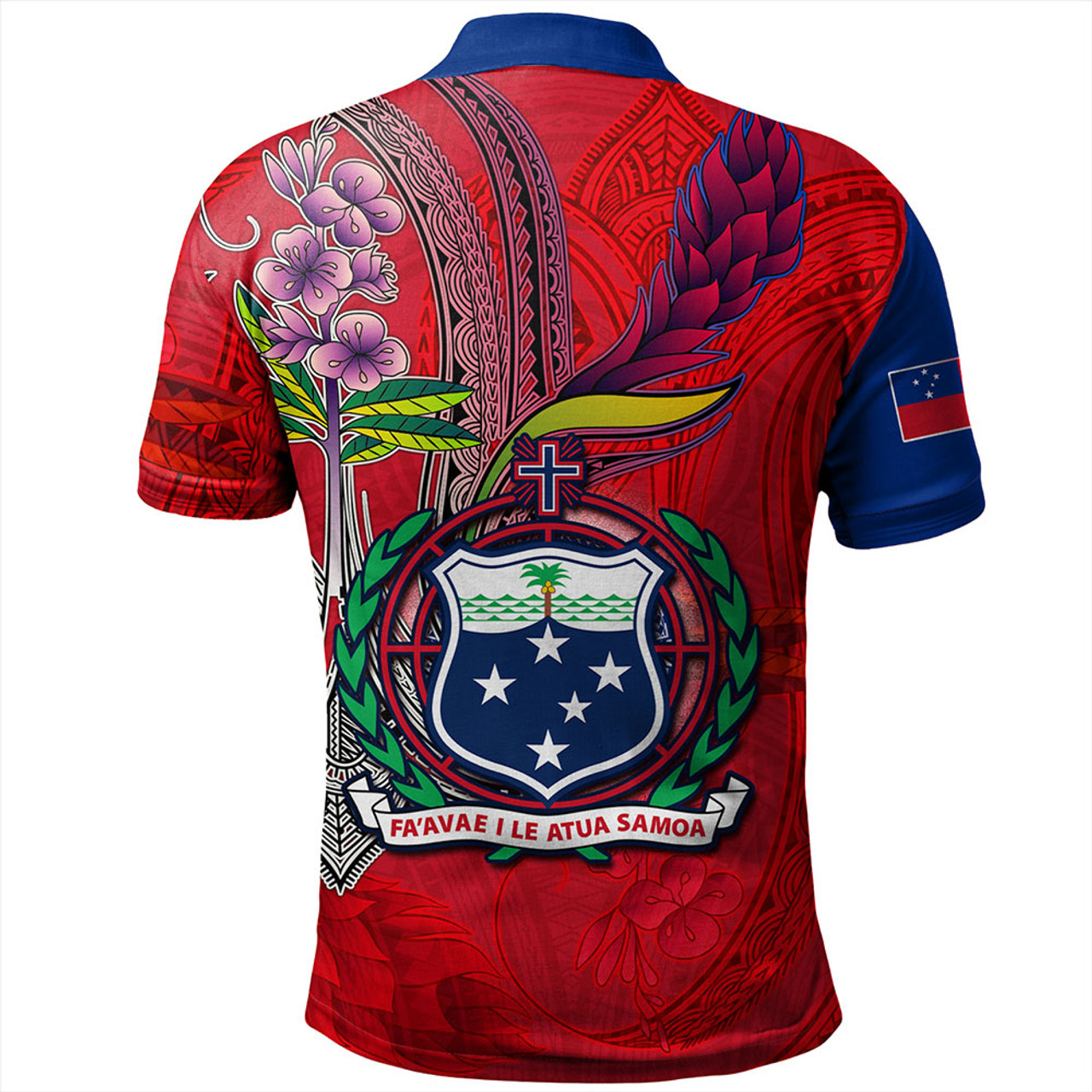 Samoa Polo Shirt Samoa Flag With Seal Teuilia Flowers Tradition Patterns