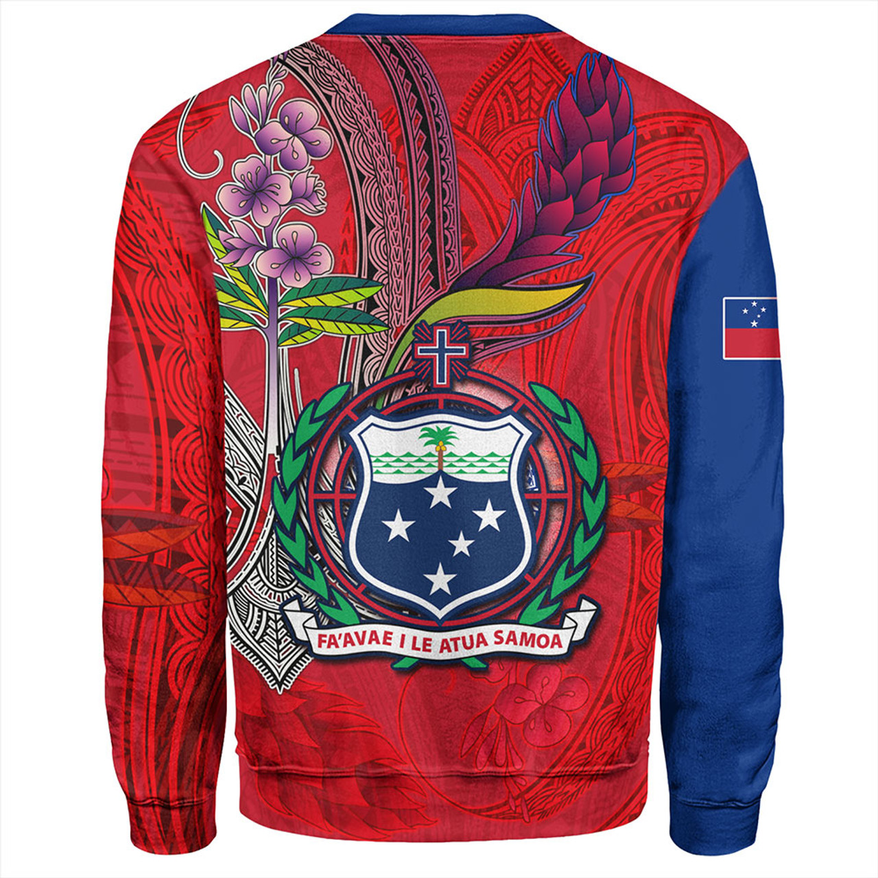 Samoa Sweatshirt Samoa Flag With Seal Teuilia Flowers Tradition Patterns