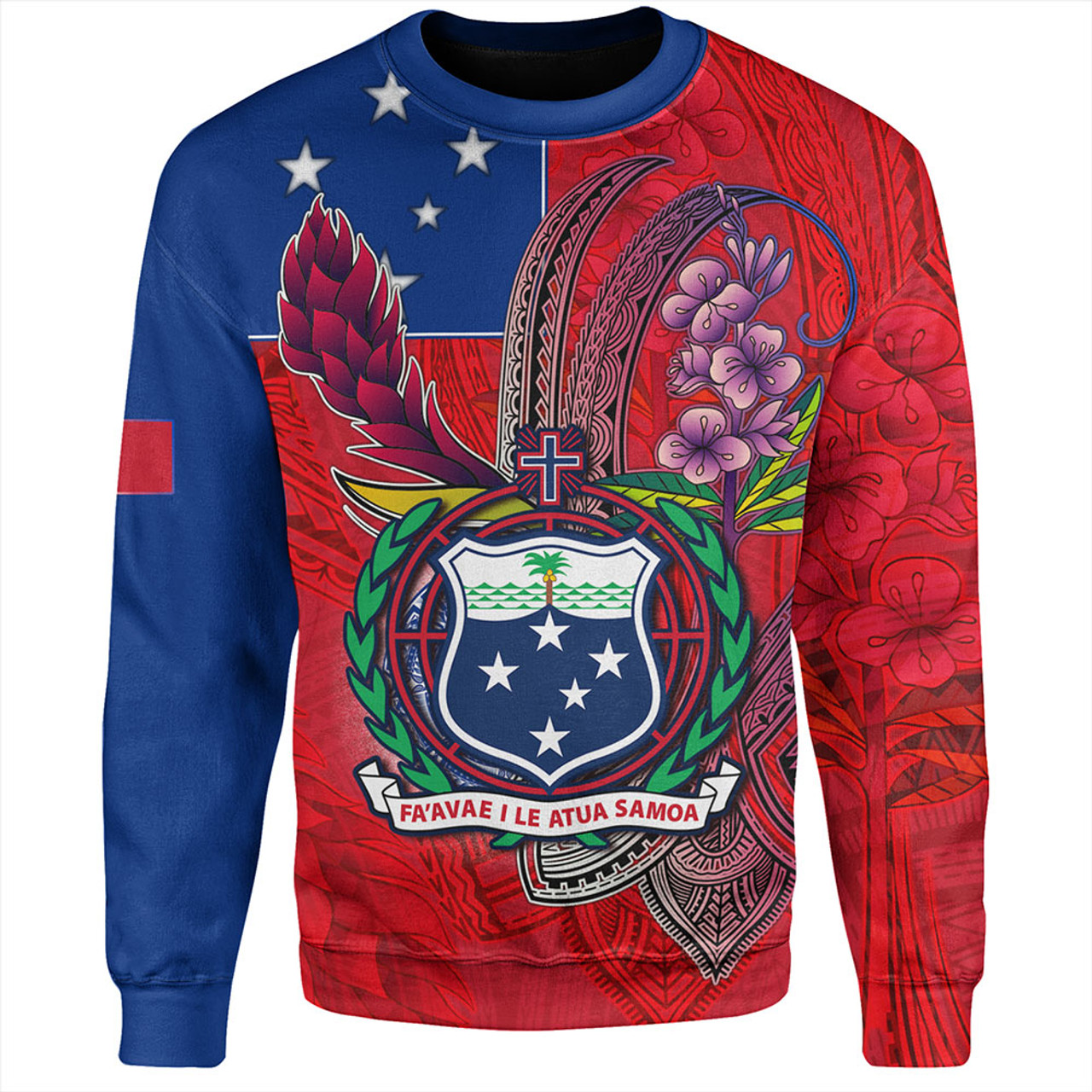 Samoa Sweatshirt Samoa Flag With Seal Teuilia Flowers Tradition Patterns