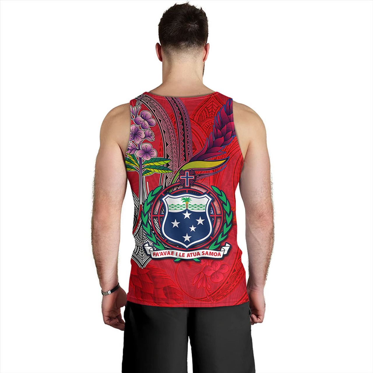 Samoa Tank Top Samoa Flag With Seal Teuilia Flowers Tradition Patterns