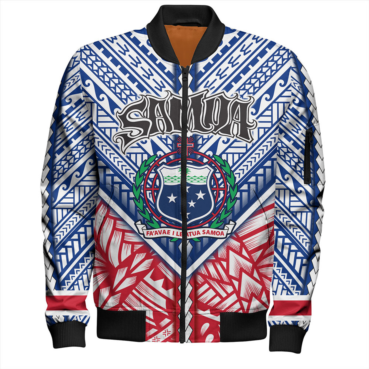 Samoa Bomber Jacket Map And Seal Samoan Patterns