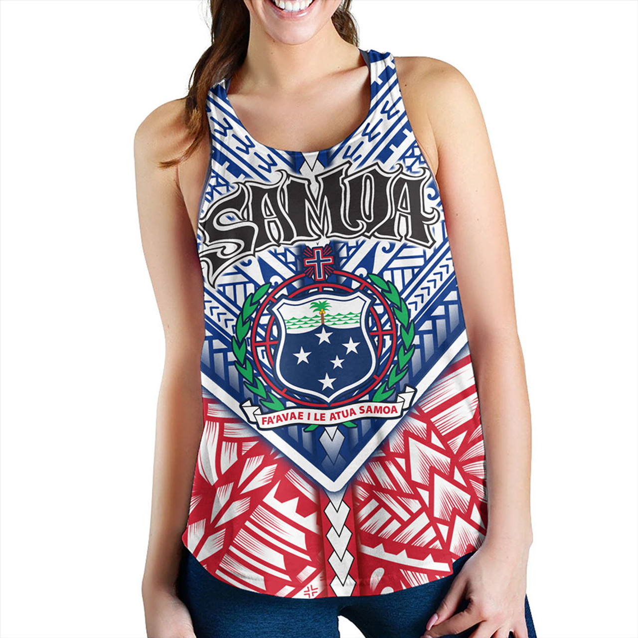 Samoa Women Tank Map And Seal Samoan Patterns